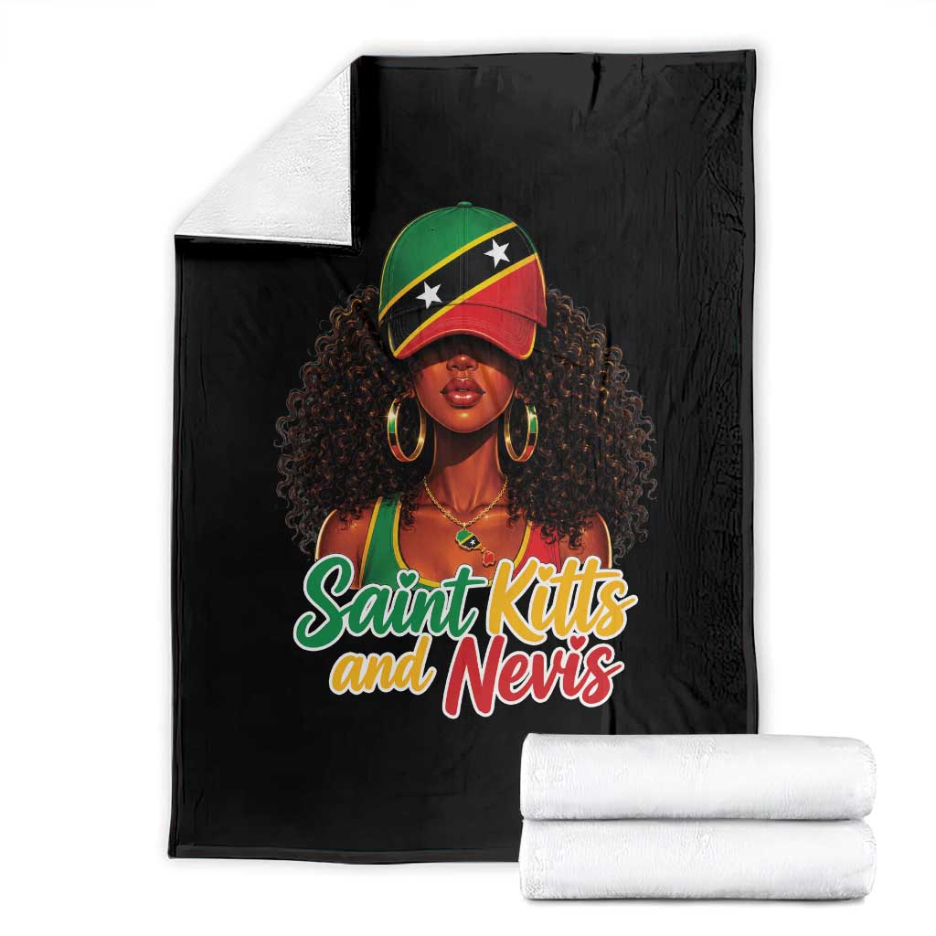 Saint Kitts and Nevis Princess Throw Blanket Melanin Afro Girl Heritage Gift for Black Girls
