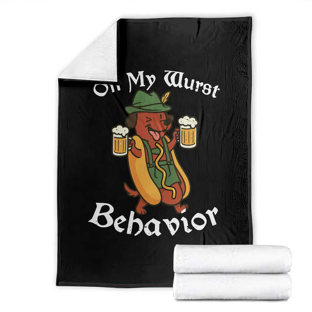 Oktoberfest On My Wurst Behavior Throw Blanket Funny German - Wonder Print Shop