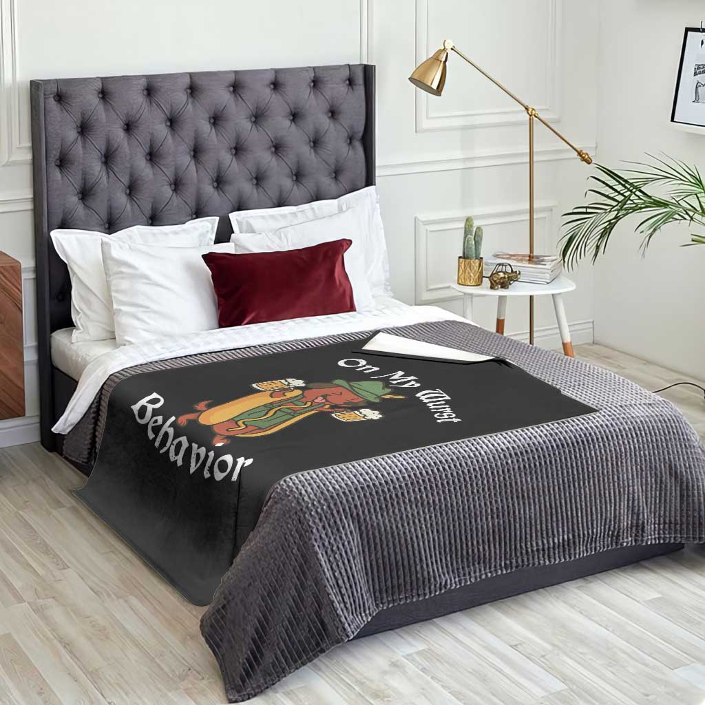 Oktoberfest On My Wurst Behavior Throw Blanket Funny German - Wonder Print Shop