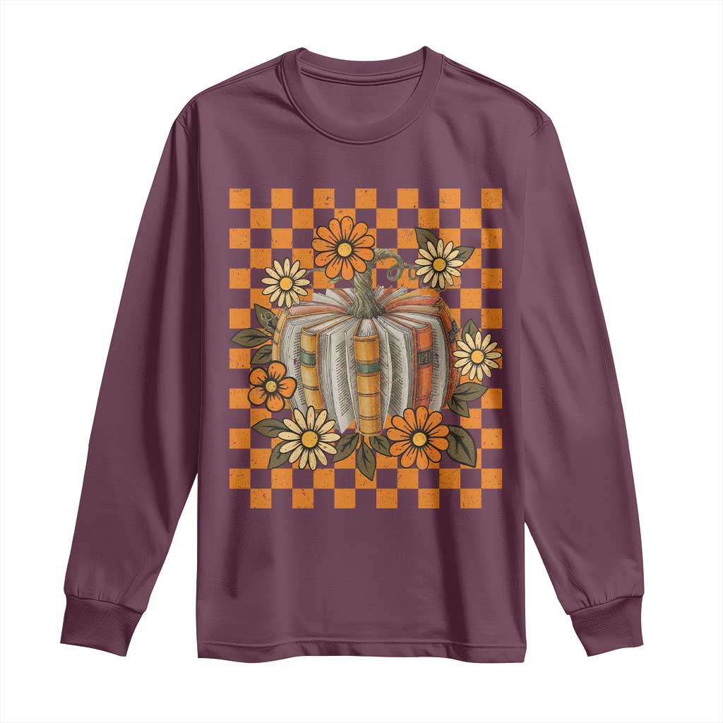 Book Pumpkin Long Sleeve Shirt Fall Halloween Book Lover Bookish Gift - Wonder Print Shop