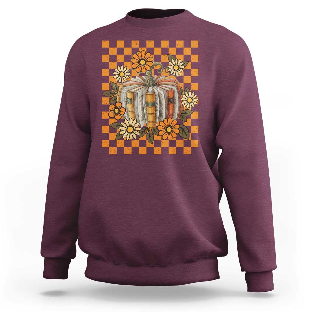 Book Pumpkin Sweatshirt Fall Halloween Book Lover Bookish Gift - Wonder Print Shop