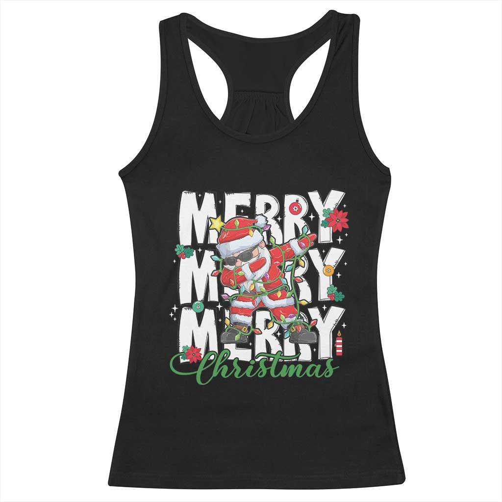 Merry Christmas Santa Racerback Tank Top Dabbing Santa Xmas Lights