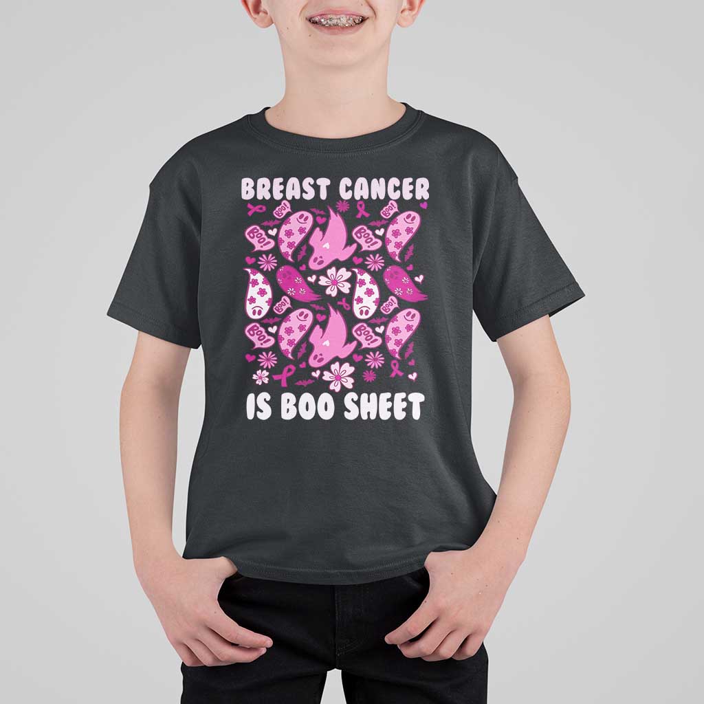 In October We Wear Pink T Shirt For Kid Ghost Breast Cancer Is Boo Sheet - Wonder Print Shop