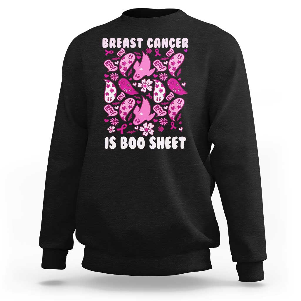 In October We Wear Pink Sweatshirt Ghost Breast Cancer Is Boo Sheet - Wonder Print Shop