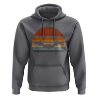 Charcoal pullover hoodie with bat graphic on chest and front kangaroo pocket.
