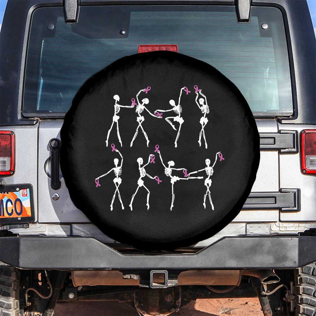 Pink Ribbon Breast Cancer Awareness Spare Tire Cover Skeleton Ballerinas Ballet Dance Cute Halloween