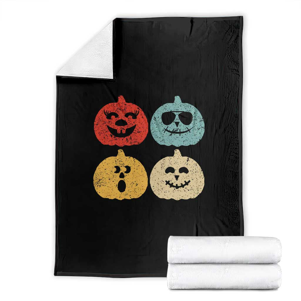 Retro Vintage Halloween Pumpkin Funny Gift Throw Blanket - Wonder Print Shop