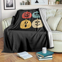 Retro Vintage Halloween Pumpkin Funny Gift Throw Blanket - Wonder Print Shop