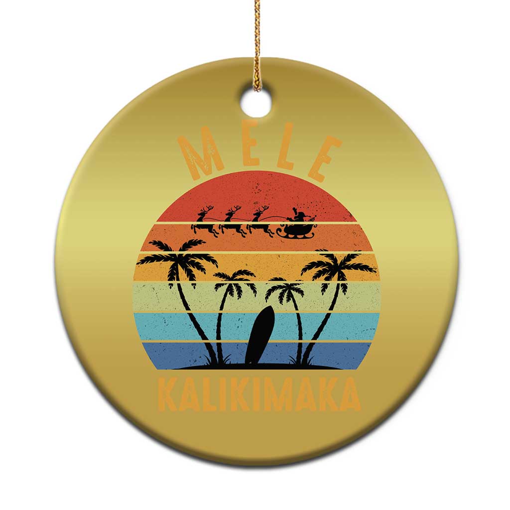 Mele Kalikimaka Hawaiian Christmas Christmas Ornament Retro Hawaii Island Palm Beach Surfboard Surf Xmas Family - Wonder Print Shop