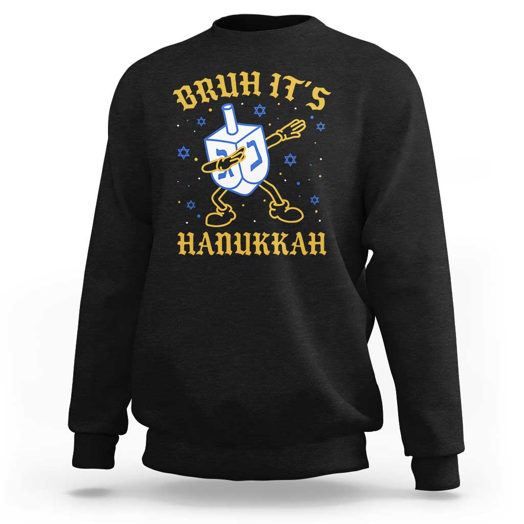Bruh Hanukkah Sweatshirt Funny Dabbing Dreidel Love Jewish Chanukah Jew Gift - Wonder Print Shop