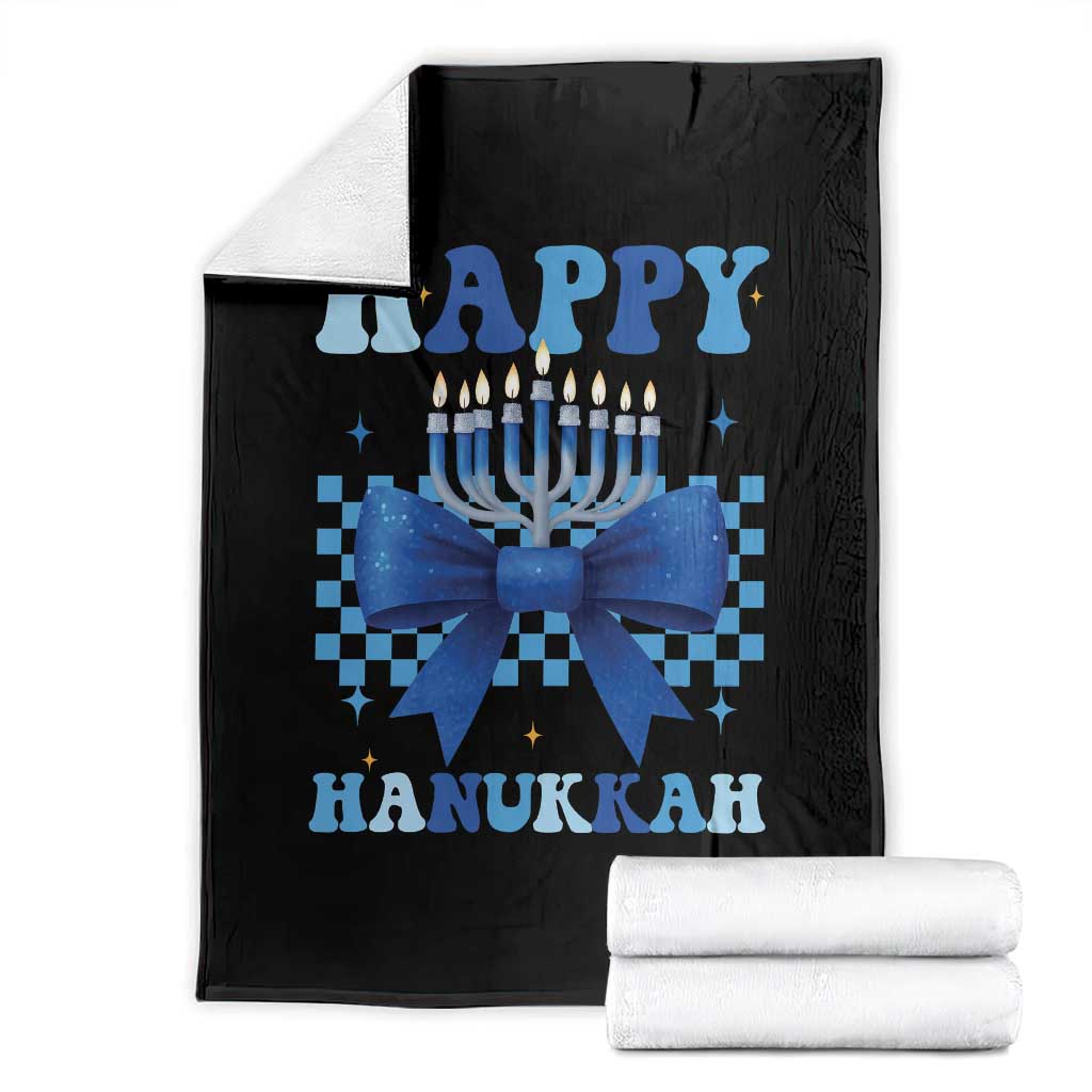 Coquette Hanukkah Throw Blanket Jewish Menorah Bow Girls - Wonder Print Shop