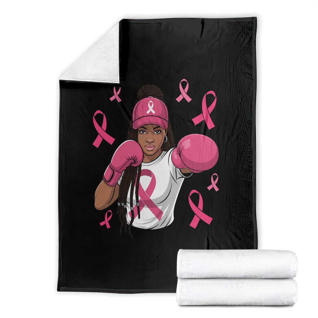 Black Women Fight Breast Cancer Awareness Throw Blanket Pink Ribbon African American