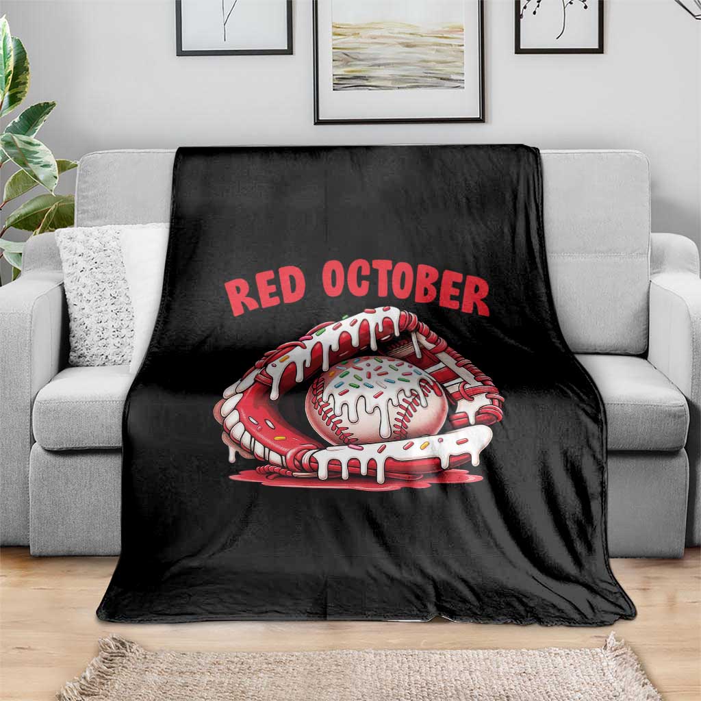 Red October Throw Blanket Baseball Drip Ice Cream Sprinkles Baseball Glove - Wonder Print Shop
