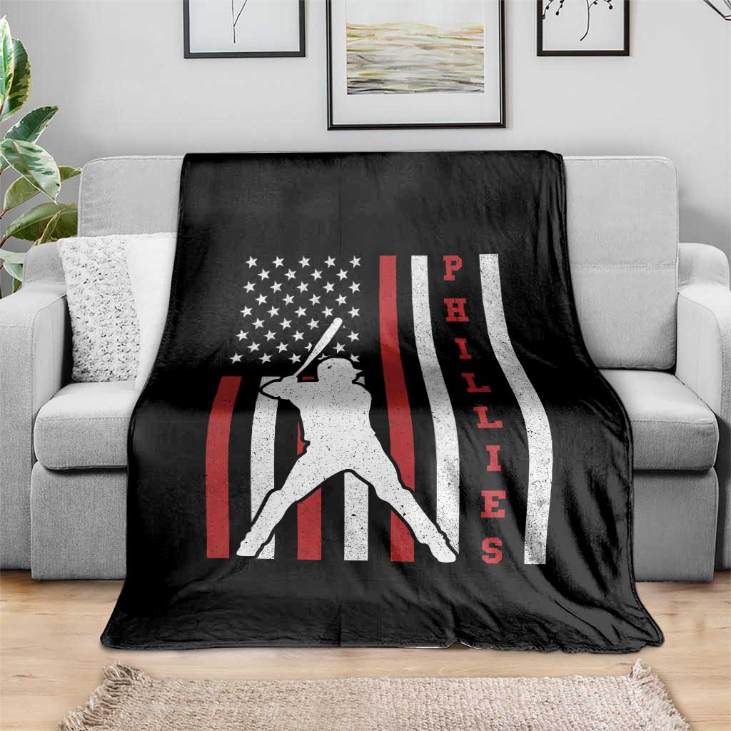 Phillies Baseball Throw Blanket Cool Distressed Philadelphia Red October US Flag - Wonder Print Shop