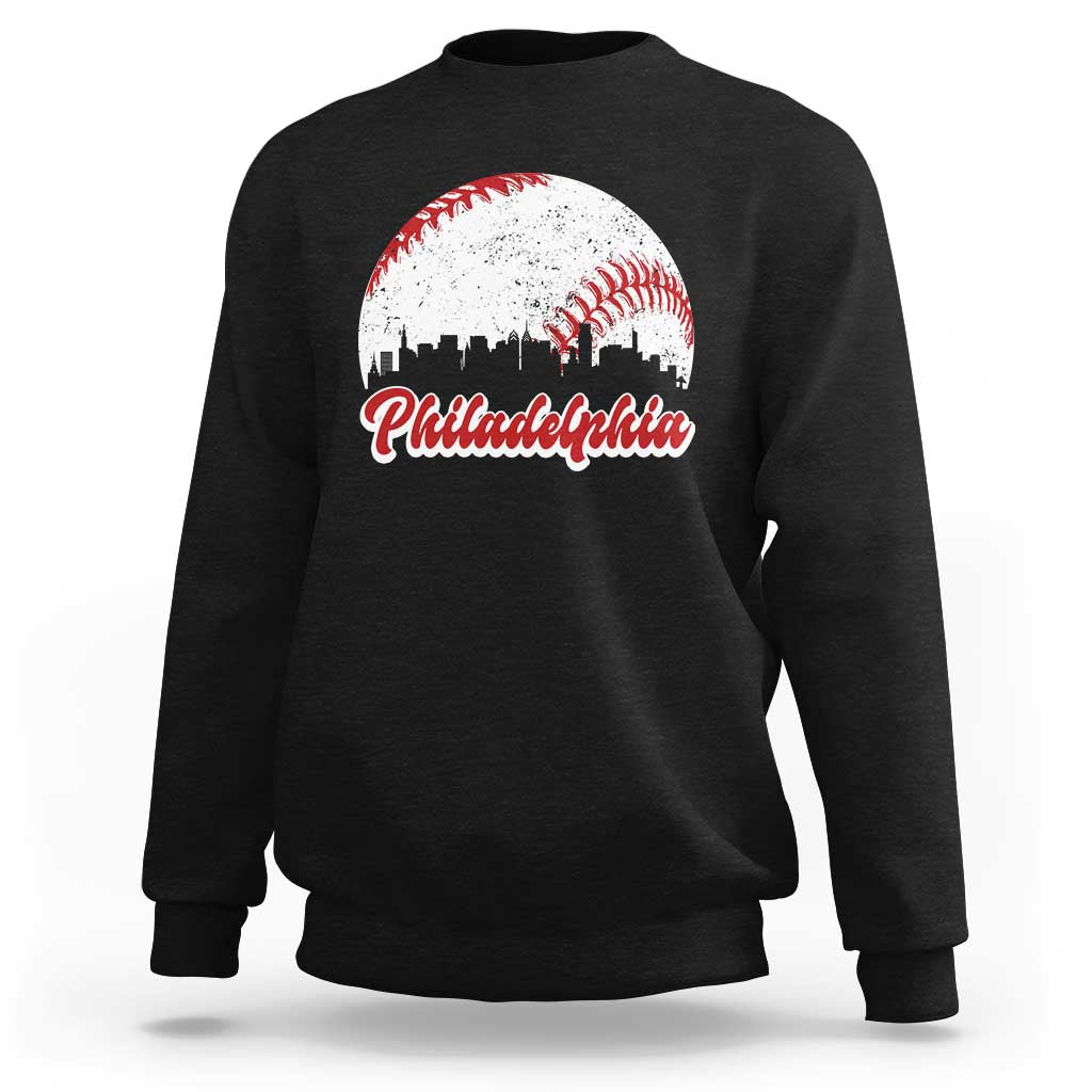 Philadelphia Baseball Sweatshirt Vintage Skyline City - Wonder Print Shop