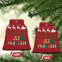 Red Christmas bell ornament pair with 'Sleighing Math Problem' and front/back tags