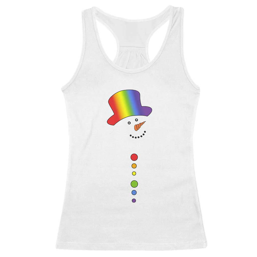 LGBTQ Christmas Racerback Tank Top Rainbow Gay Pride Holiday Snowman