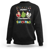 Christmas chickens sweatshirt, black, Merry Chickmas graphic