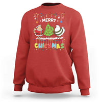 Christmas chickens sweatshirt, red, Merry Chickmas graphic