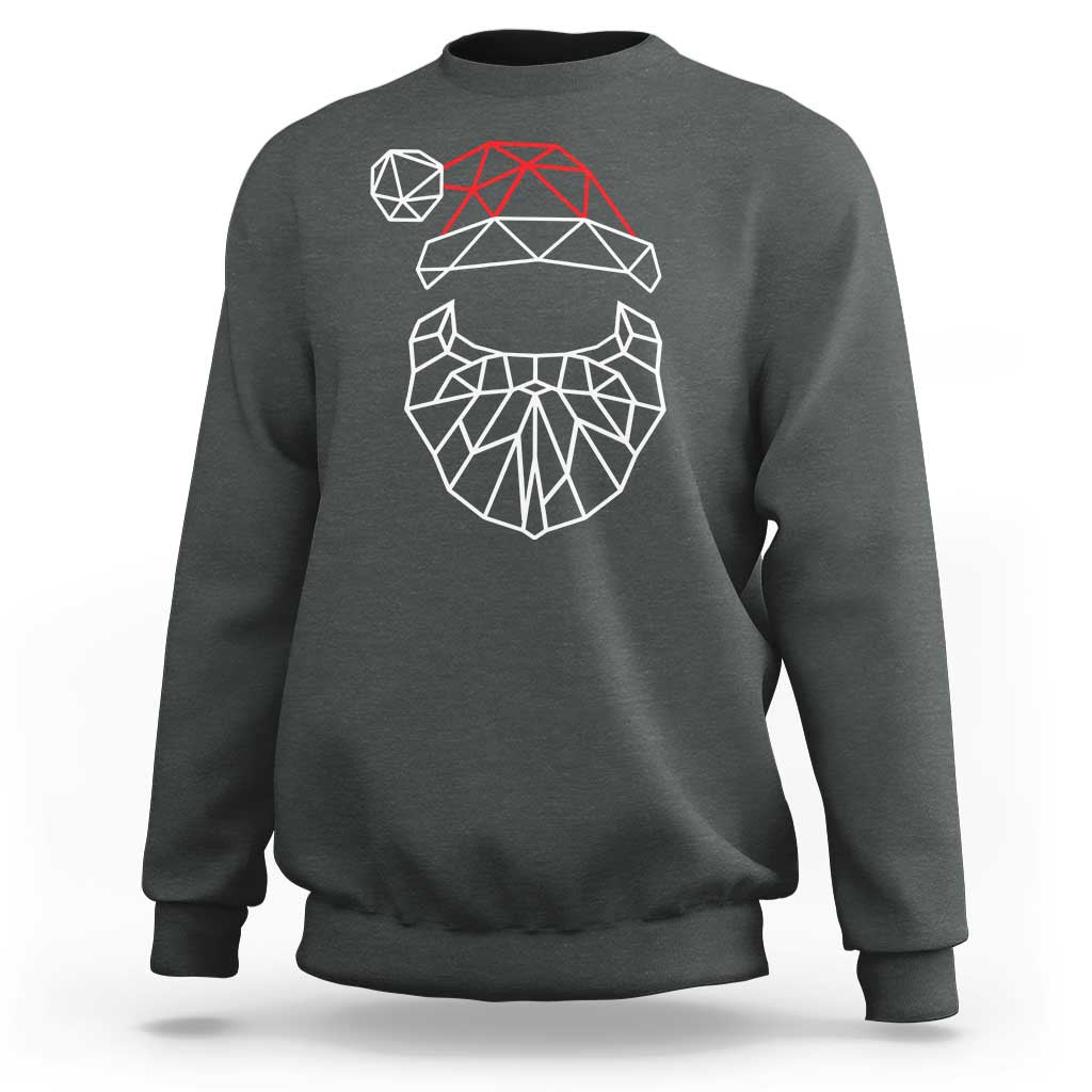 Men's dark heather sweatshirt with geometric Santa face and red hat graphic