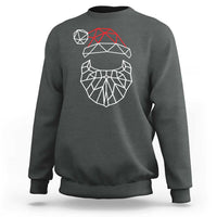 Men's dark heather sweatshirt with geometric Santa face and red hat graphic