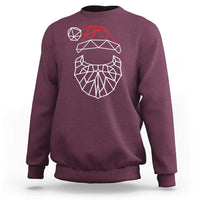 Men's maroon sweatshirt with geometric Santa face and red hat graphic