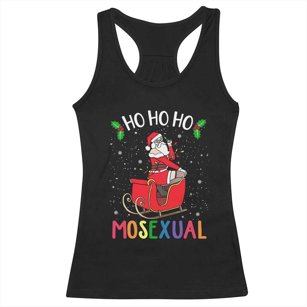 LGBTQ Christmas Racerback Tank Top Ho Ho Ho Mosexual Slay Santa LGBT Rainbow Pun Gay Pride