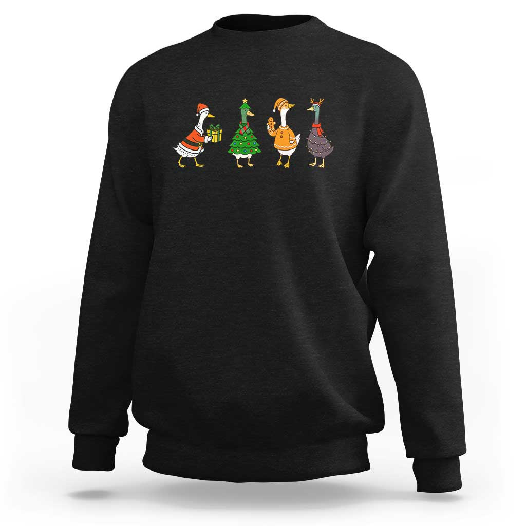 Christmas Ducks Sweatshirt Funny Animals Farm Lover Gift Xmas Light - Wonder Print Shop