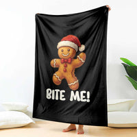 Funny Xmas Gingerbread Man Throw Blanket Cookie Bite Me - Wonder Print Shop