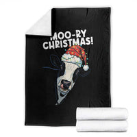 Christmas Cow Throw Blanket Funny Moo Ry Christmas Farmer Gift - Wonder Print Shop