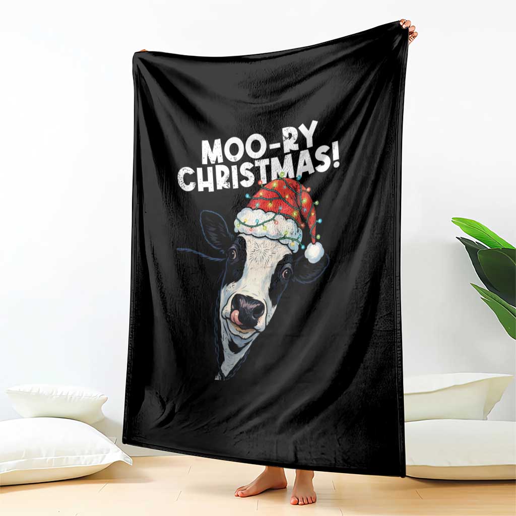 Christmas Cow Throw Blanket Funny Moo Ry Christmas Farmer Gift - Wonder Print Shop