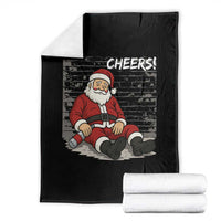 Funny Christmas Santa Claus Drinking Beer Throw Blanket Wonderful Time - Wonder Print Shop