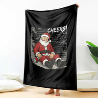 Funny Christmas Santa Claus Drinking Beer Throw Blanket Wonderful Time - Wonder Print Shop