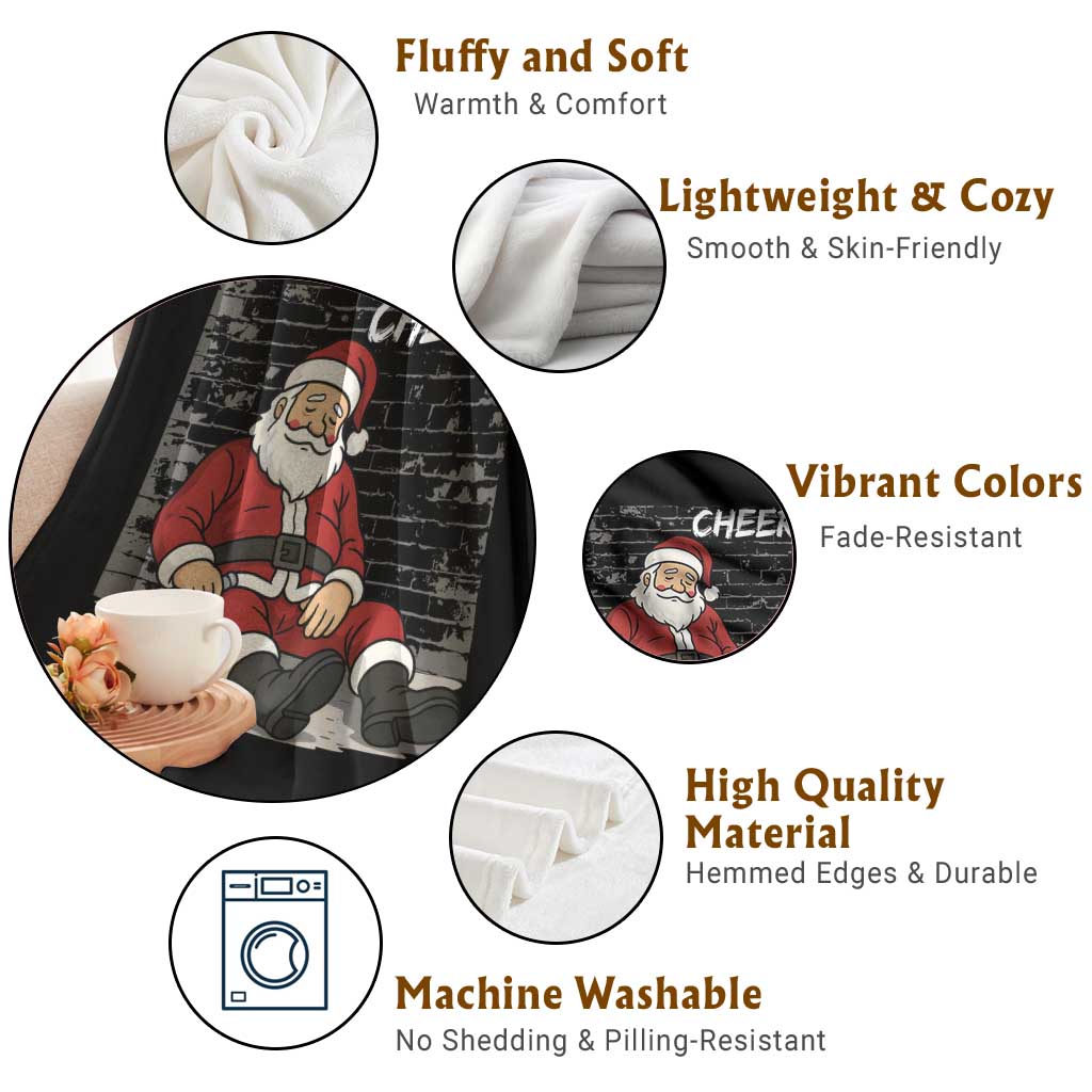 Funny Christmas Santa Claus Drinking Beer Throw Blanket Wonderful Time - Wonder Print Shop