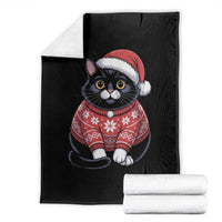 Christmas Black Cat Throw Blanket Catmas Gift For New Year - Wonder Print Shop