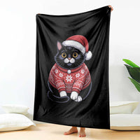 Christmas Black Cat Throw Blanket Catmas Gift For New Year - Wonder Print Shop