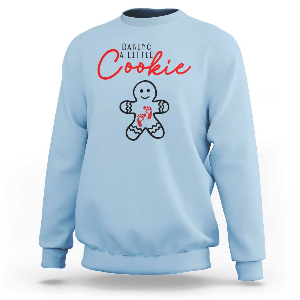 Christmas Pregnant Sweatshirt Baking A Little Cookie Maternity Gingerbread - Wonder Print Shop