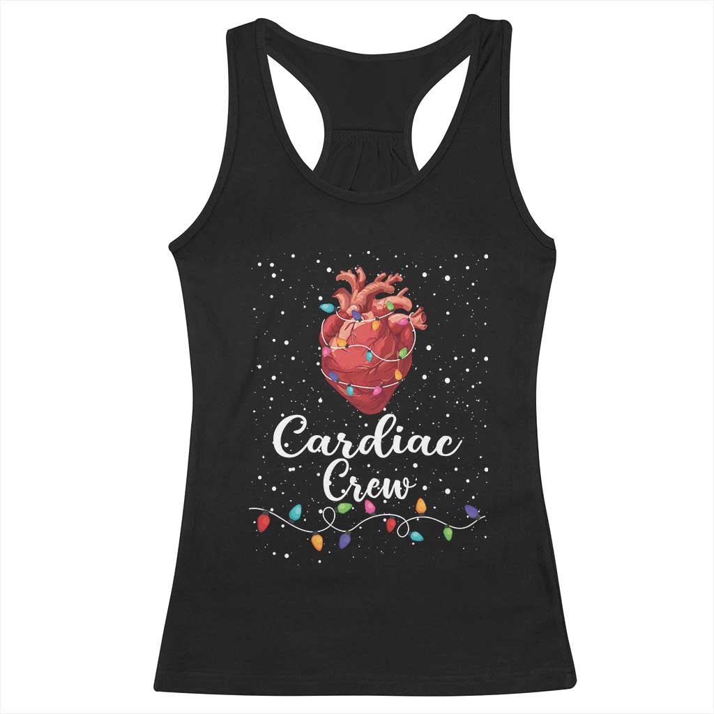 Christmas Cardiac Nurse Racerback Tank Top Cardiac Crew Anatomical Anatomy Xmas Heart With Lights