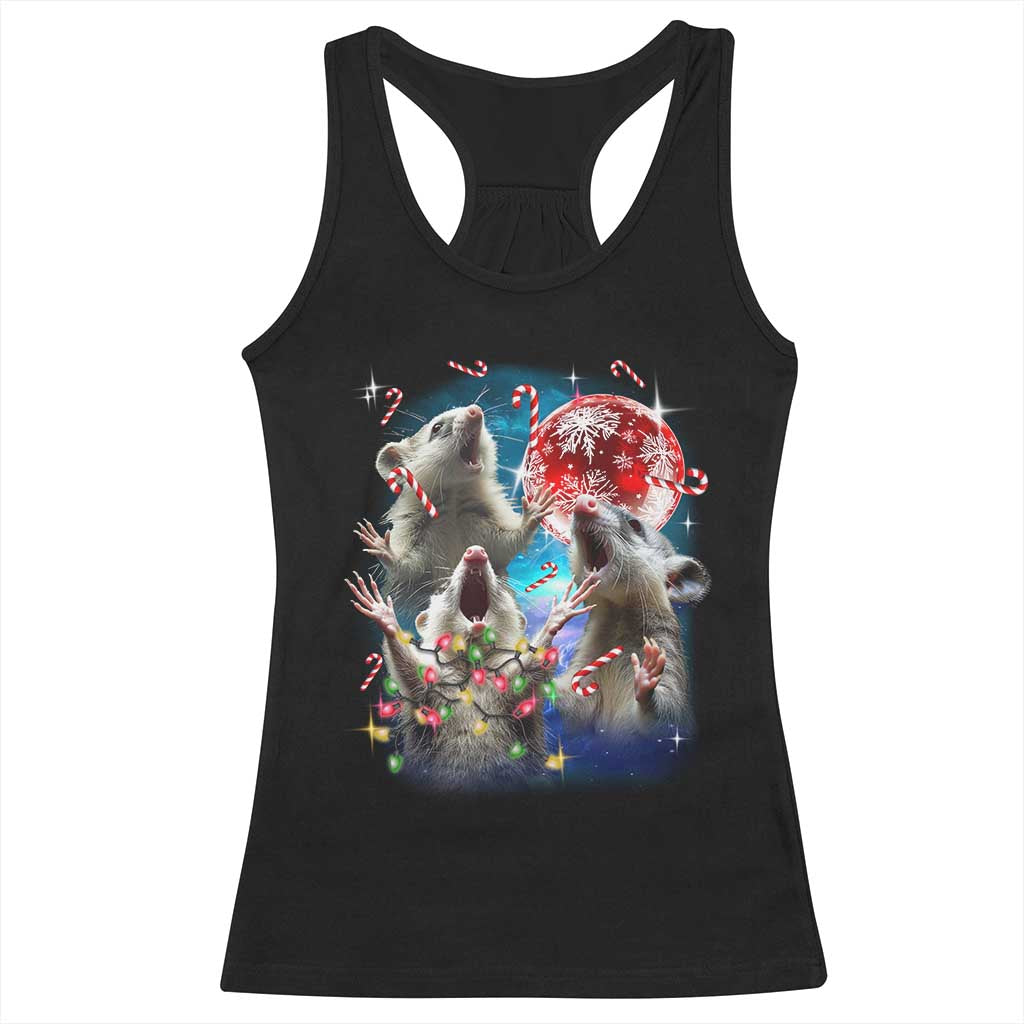 Possum Christmas Racerback Tank Top 3 Opossum Possum Funny Weird Cursed Meme