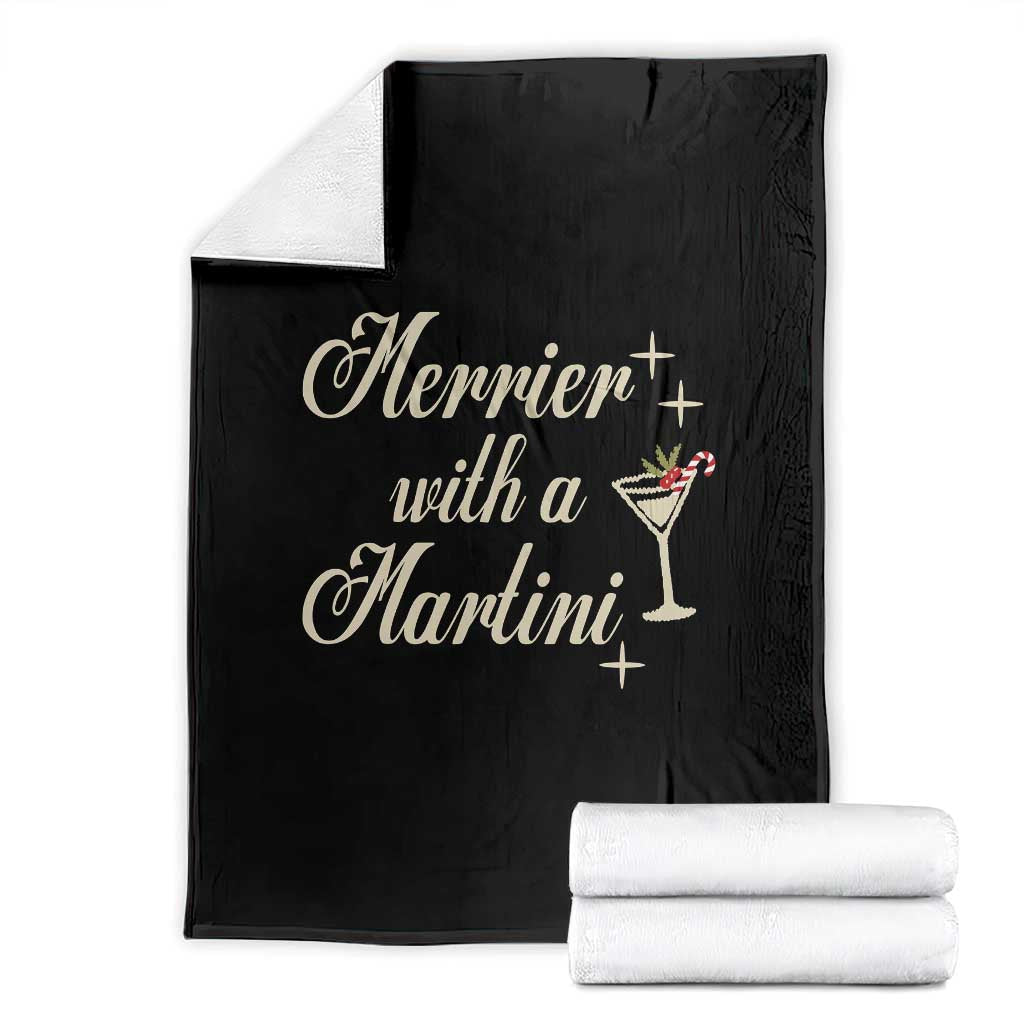 Merrier With a Martini Christmas Throw Blanket - Wonder Print Shop