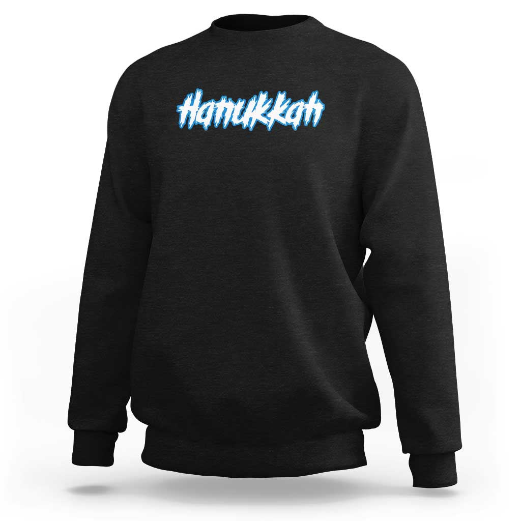 Hanukkah Heavy Metal Sweatshirt Jewish Menorah Dreidel - Wonder Print Shop