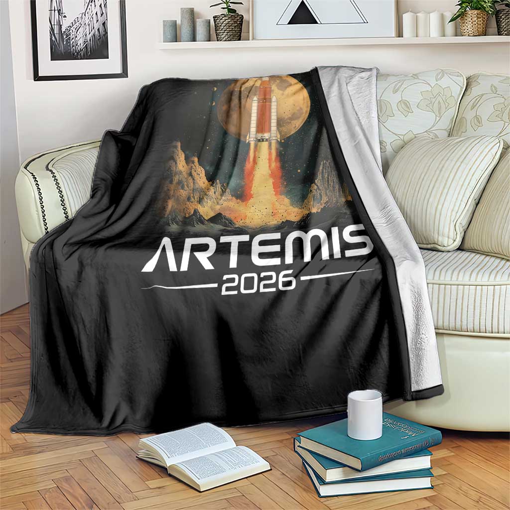Launch To The Moon Mission Throw Blanket