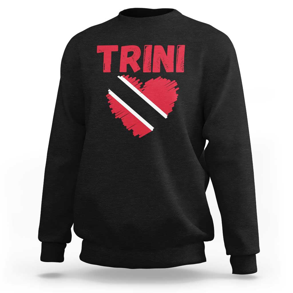 Trini Pride Sweatshirt Trinidad and Tobago Heart Flag Caribbean Roots - Wonder Print Shop