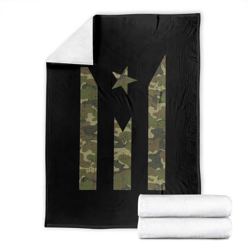 Camo Puerto Rico Flag Throw Blanket Hispanic Heritage Month Boricua Rican - Wonder Print Shop