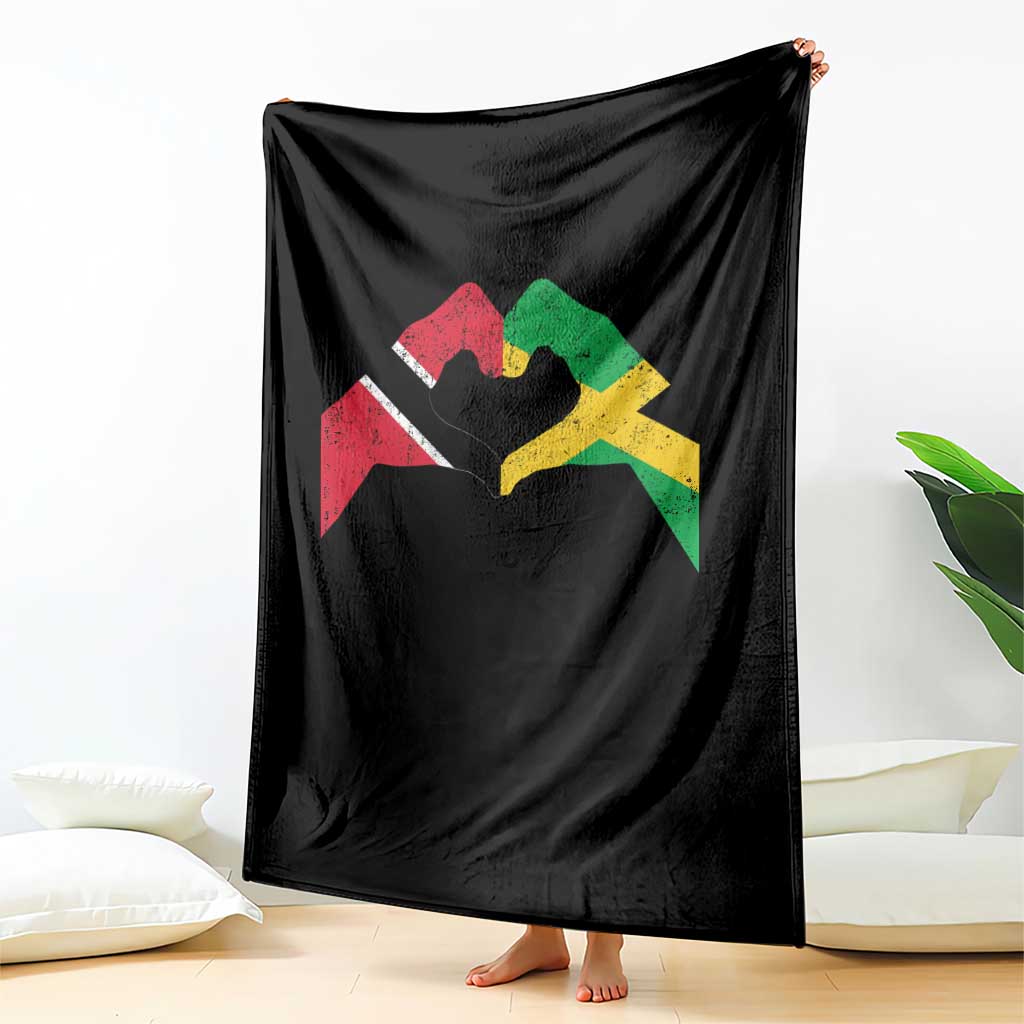 Trinidad and Tobago Jamaican Throw Blanket Two Flags One Heart