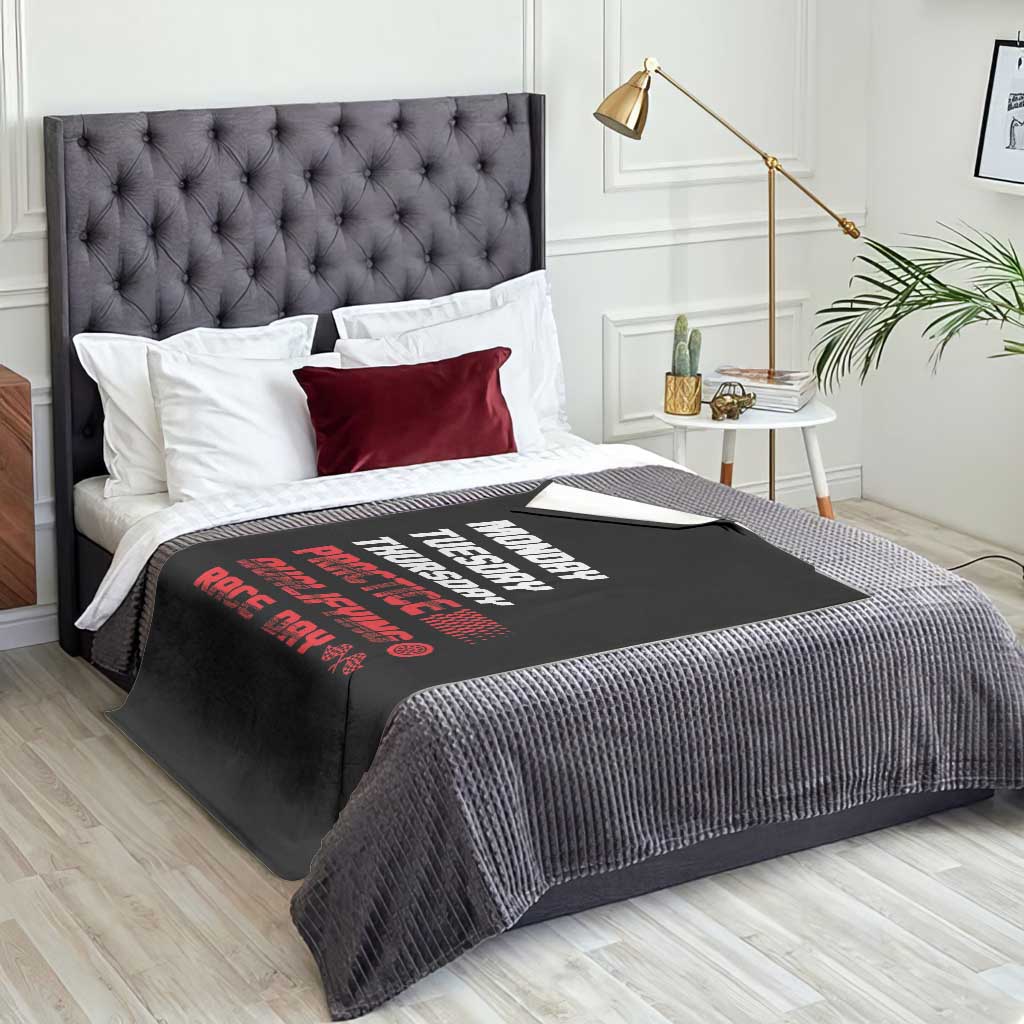 Monday Tuesday Thursday Practice Qualifying Race Day Throw Blanket - Wonder Print Shop
