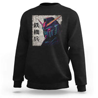Japanese Mecha Robot Sweatshirt Samurai Inspired Futuristic Kanji Design