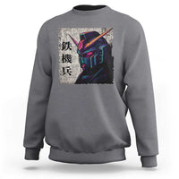 Japanese Mecha Robot Sweatshirt Samurai Inspired Futuristic Kanji Design