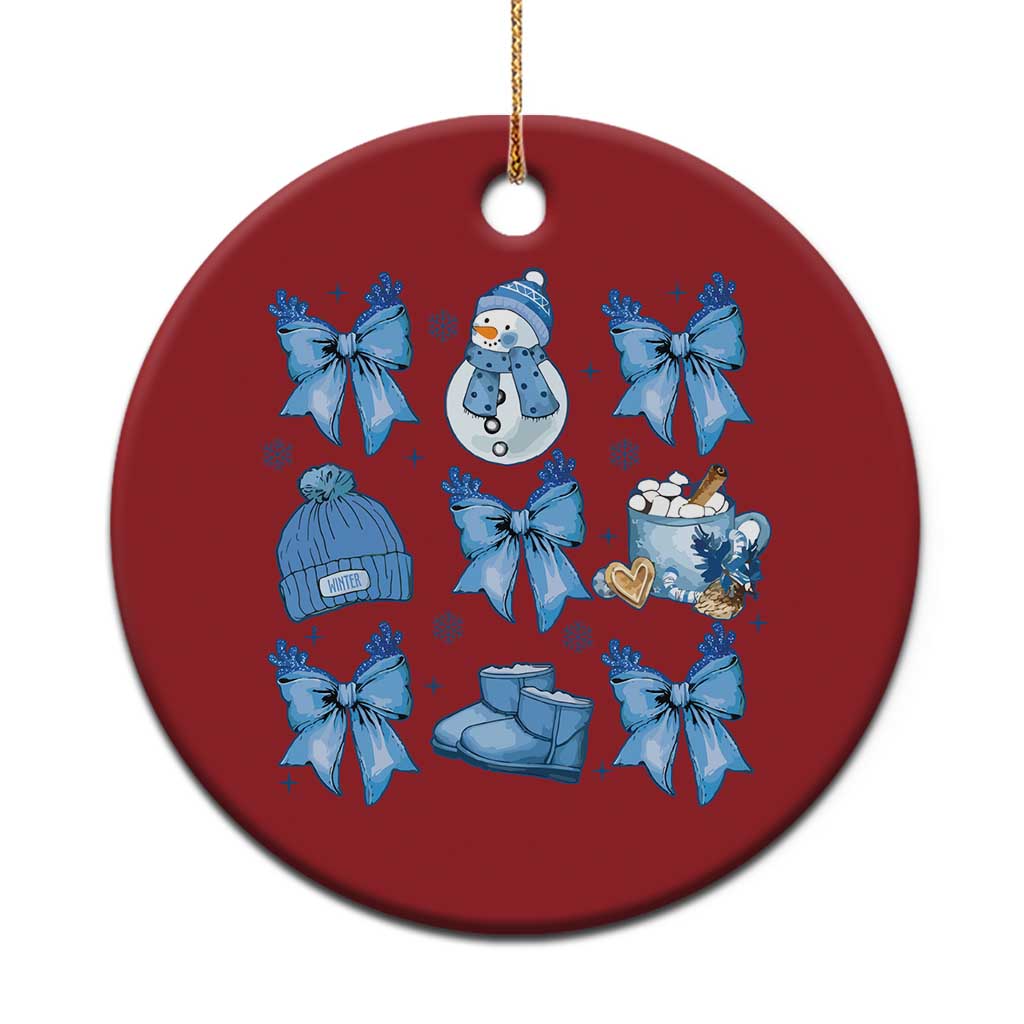 Coquette Bow Christmas Ornament Cozy Winter Xmas Gift Blue Holiday - Wonder Print Shop