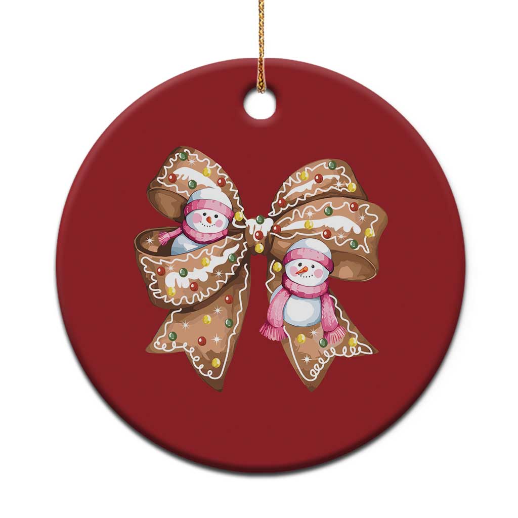 Gingerbread Coquette Bow Xmas Christmas Ornament Cute Snowman Girly Gifts For Her - Wonder Print Shop